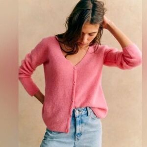 Sezane Barry Candy Pink Cardigan XXS